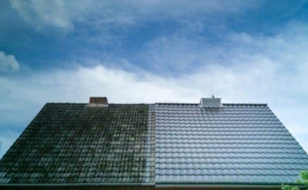 dak ontmossen voor en na Heusden-Zolder
